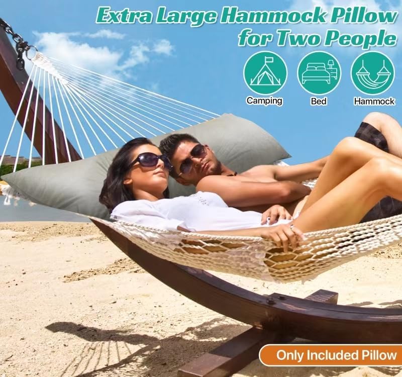 LTHCCOU Hammock Pillows Outdoor Waterproof with Ties, 40.5" L X14.5 Wx4 H Extra Large Hammock Cushion All Weather Resistance Outdoor Pillow for Hammock, Patio Furniture, Camping - Image 2